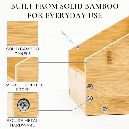 Bamboo Mail Organizer, 5-Section Countertop Mail Holder - Image 4