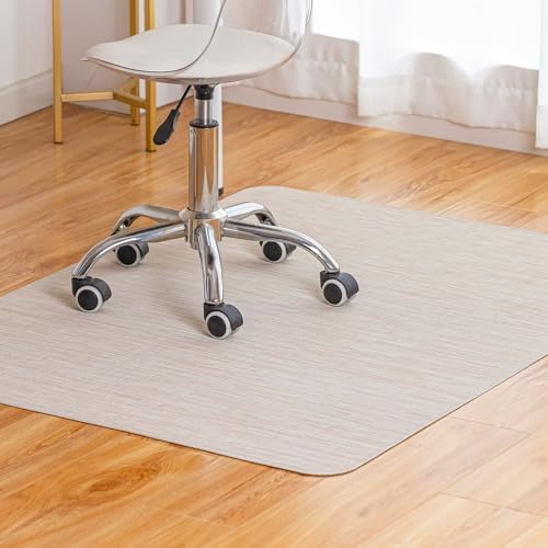BARoyal Office Chair Mat for Hardwood Floor Under Desk Computer Rolling Chair Mat for Wood/Tile Floor Non-Slip Heavy Duty Desk Rug PVC Plastic Hard Floor Protector 30" x 48"(Parchment) by BAROYAL