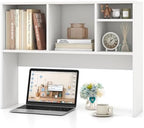 LDAILY Desktop Bookshelf, 2-Tier Office Desk Shelf Organizer with 4 Shelves, 37''L Wood Storage Rack Display Shelf for Office, College Dorm, Bedroom (White) by LDAILY