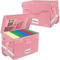 DocSafe Fireproof Document Box with Lock,File Storage Organizer with Pockets,Collapsible Portable File Box Home Office Safe Filing Cabinet with Handle for Hanging Letter/Legal Folders,Pink,2 Pack by DocSafe