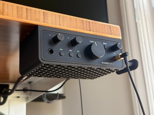 Under Desk Mount for Focusrite Scarlett Solo 4th Gen, Ventilated Space-Saving Audio Interface Bracket Holder (with Headphone Hook) - Image 2