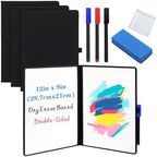 4 Pcs Portable Dry Erase Board 12x9 inch with 3 Markers & Eraser, Foldable by Unknown