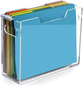 Clear Acrylic Hanging File Organizer Box with Handle, Letter Size Portable File Folder Storage Box, Filing Holder for Desk Home Office - 1 Pack by Tfirhuoe