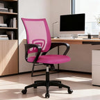 BestOffice | Ergonomic Office Chair | Mid-Back Swivel Desk Chair | Breathable Backrest & Lumbar Support | Adjustable Height | Sponge Seat | Rolling Wheels | Peach Pink | for Adults & Women - Image 2