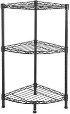 3 Tier Storage Racks Shelving, Heavy Steel Pantry Shelves, Adjustable Wire Shelving Rack Corner, Suitable for Garage, Kitchens, Offices, 13.8" W x 13.8" D x 32" H, Black by Unknown