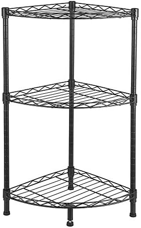 3 Tier Storage Racks Shelving, Heavy Steel Pantry Shelves, Adjustable Wire Shelving Rack Corner, Suitable for Garage, Kitchens, Offices, 13.8" W x 13.8" D x 32" H, Black by Unknown