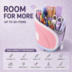 Retractable Pencil Case, Large Standing Pen Pouch, 3 Compartments (Rococo Pink) - Image 2
