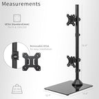 VIVO Dual Monitor Desk Stand with Tempered Glass Base, Free-Standing LCD Mount, Holds in Stacked Vertical Position 2 Ultrawide Screens up to 34 inches, Black, STAND-V002LG - Image 3