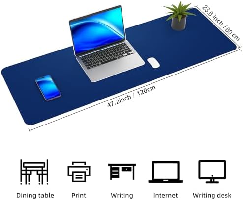 AFIING Cork Desk Mat 47" x 23.6", Dual-Sided Natural Cork & PU Leather Desk Pad, Non-Slip Waterproof Large Mouse Pad for Office, Home & Gaming (Sapphire Blue) - Image 2