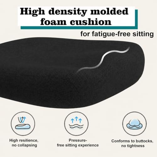 Office Chair for Long Hours & Lower Back Pain Relief – 4" Thick Molded Foam Cushion, Padded Lumbar Support and Flip-up Armrests, Ideal for Office or Study (Modern, Black-HR) - Image 3