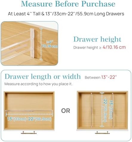 Vtopmart 4" High Drawer Dividers for Clothes, 13"-22" Adjustable, 8 pack - Image 3