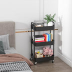 Sywhitta 3-Tier Plastic Rolling Utility Cart with Wheels for Storage,Black - Image 6