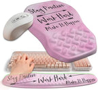 2-in-1 Ergonomic Set, Wave Keyboard Wrist Rest and Massage Slope Mouse Pad Wrist Support, Rebound Memory Foam for Relieve Carpal Tunnel Syndrome and Wrist Pain (Stay Positive) by Gleamtide