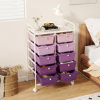 LDAILY 10 Drawer Rolling Cart, Storage Cart Organizer on Wheels, Drawer Cart with Metal Frame & Large Storage Capacity, Rolling Cart with Drawers for Living Room Classroom, Office - Image 2