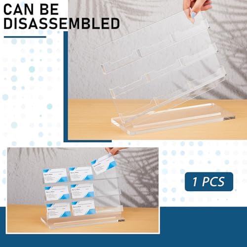 Dunzoom Business Card Holder for Desk, 9 Slots Acrylic Card Display Stand - Image 2