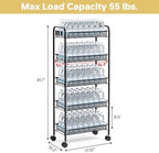 TOOLF 5 Tier Rolling Cart, Metal Utility Storage Cart with Wheels, Black - Image 5