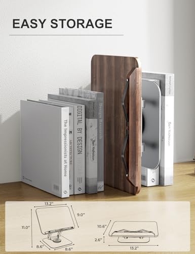 Tounee Book Stand for Reading, Adjustable Book Holder with 360° Swivel Base, Foldable Cookbook Stand Recipe Book Holder with Elastic Page Clips for Music Scores, Recipe, Tablet, Laptop-Silver - Image 6