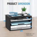 3-Tier Paper Organizer for Desk, Adjustable Mail Organizer, Black - Image 2