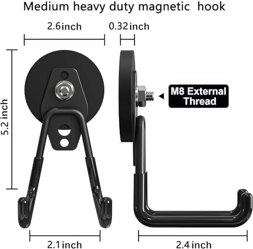 Heavy Duty Storage Magnetic Utility Hooks, Large Garage Magnet Hooks with Anti-Slip Coating for Metal Cabinet,Pegboard,Garage Shelve,Garden Tools(4Pack) - Image 2