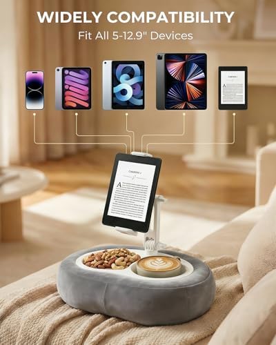 Miledi Tablet Pillow Stand for Bed with 360° Rotating Holder, Gray - Image 4