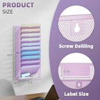 Marbrasse Wall File Holder 11-Tier Hanging Wall File Organizer, for Papers, Files Clipboard & Magazine Organizer, Wall Mount File Holder Great for Office Home (Purple) - Image 2