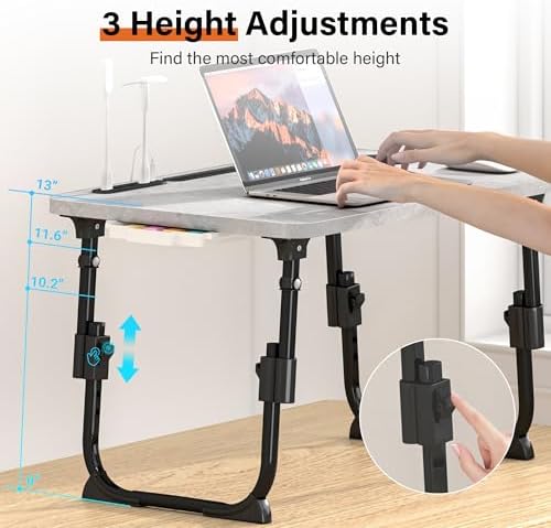 Lap Desk for Bed Adjustable Height with USB Port 23.6" x15.7" Desktop - Image 2