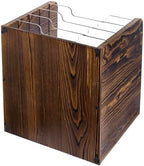 MyGift 5 Tier Deluxe Rustic Solid Wood Desktop File Letter Folder Holder Storage Bin with Removable Clear Acrylic Trays - Image 7