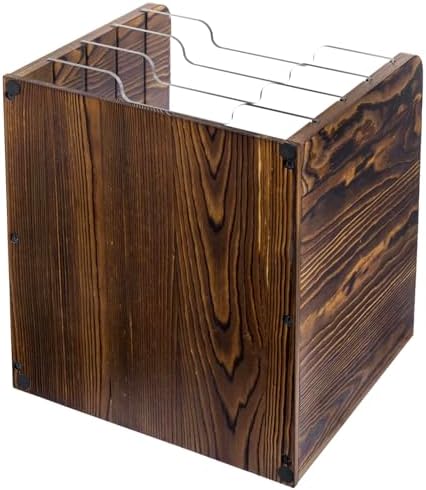 MyGift 5 Tier Deluxe Rustic Solid Wood Desktop File Letter Folder Holder Storage Bin with Removable Clear Acrylic Trays - Image 7