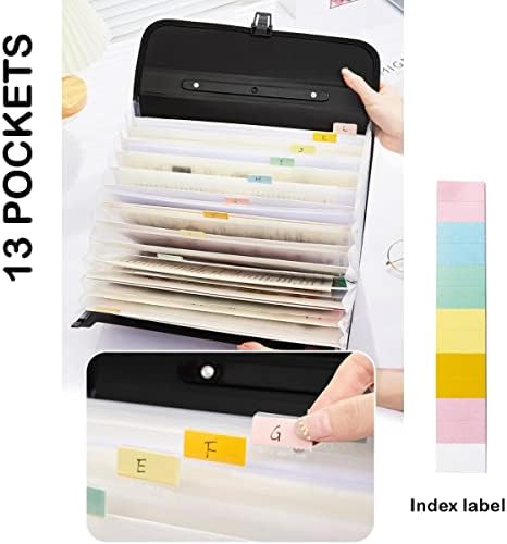 2 Pack 12 Pockets Accordion File Organizer with Handle, TRANBO Letter Size/A4 Expanding File Folder, Portable Paper Organizer, Expandable Plastic Document Organizer for Travel School Office - Image 3