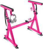 Liquid Stands Piano Keyboard Stand w/ Wheels - Z Style Adjustable and Portable Heavy Duty Music Stand for Kids and Adults - Fits 54-88 Key Electric Pianos - Sturdy Rolling Musical Keyboard Stand Pink by LiquidStands