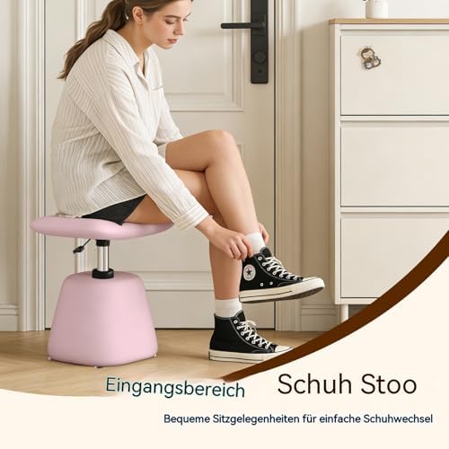 PU Leather Ottoman for Small Space, Swivel Vanity Stool with Adjustable Height,Upholstered Ottoman Foot Rest Under Desk for Living Room, Bedroom, Entryway - Image 6