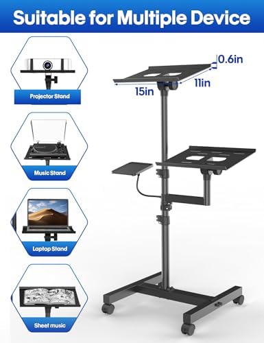 Projector Stand, 2-Shelf Laptop Tripod Stand with Adjustable Height - Image 6