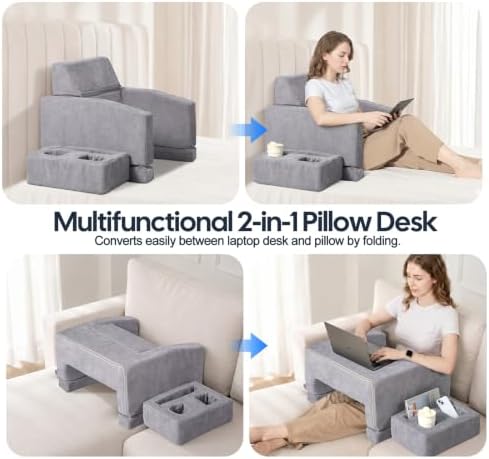 Lap Desk Pillow for Laptop, 2-in-1 Reading Pillow with Arm Rest for Lap - Image 3