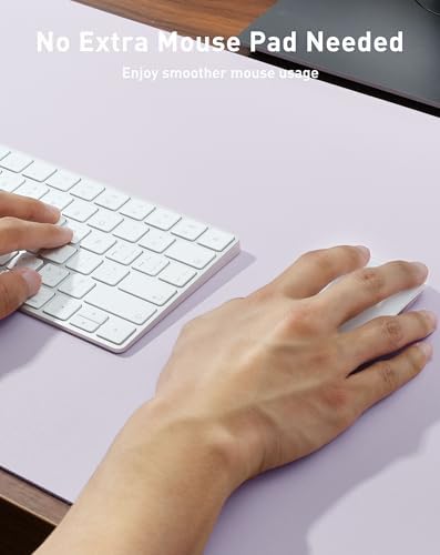 Aothia Faux Leather Desk Mat - Large Mouse Pad, Non-Slip PU Leather Blotter, Waterproof Writing Surface for Office and Home (Soft Lavender, 63" x 24") - Image 4