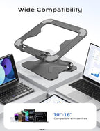 JCZT Adjustable Laptop Stand for Desk, Metal Foldable Laptop Riser, Black - Image 5