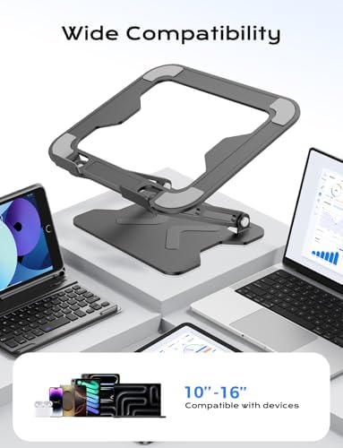 JCZT Adjustable Laptop Stand for Desk, Metal Foldable Laptop Riser, Black - Image 5