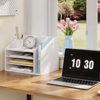 CHOEZON Wooden Desk Organizer, File Organizer with Adjustable Partitions - Image 2