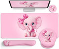 LIMKRIAN Elephant Mouse Pad Large Desk Mat Set, Kawaii Pink Desk Decor by LIMKRIAN