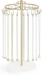 Dahey Keychain Holder Display Stand for Vendor, 22 Hooks Organizer for Desk and Rotating Necklace Holder, Metal Jewelry Display Stand with 22 Hooks - Image 5