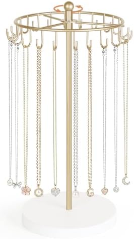 Dahey Keychain Holder Display Stand for Vendor, 22 Hooks Organizer for Desk and Rotating Necklace Holder, Metal Jewelry Display Stand with 22 Hooks - Image 5