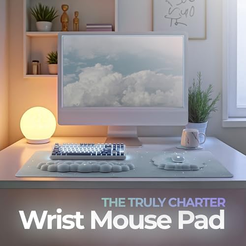 Premium Quality Cloud Wrist Rest Keyboard & Mouse Pad Set – Ergonomic Memory Foam Desk Accessories with Wrist Support for Office & Gaming – Baby-Blue-Sky - Image 3