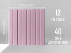 Slated Felt Bulletin Board Tiles | Cork Board Alternative for Walls | Wall Panels for Office & Home Decor | Aesthetic Pinboard & Photo Board | 12-Pack (11.8" x 11.8") with Adhesive | Sakura - Image 2