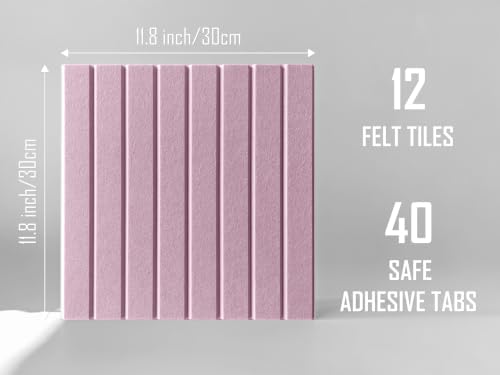 Slated Felt Bulletin Board Tiles | Cork Board Alternative for Walls | Wall Panels for Office & Home Decor | Aesthetic Pinboard & Photo Board | 12-Pack (11.8" x 11.8") with Adhesive | Sakura - Image 2