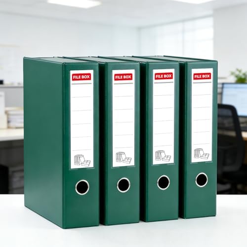 Storage File Boxes 4 Pack, Foldable File Box with Clip, 88mm Spine, Green - Image 6