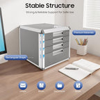 Desk Organizer with 4 Drawers, Metal Desktop Storage Cabinet File Holder with Locks and Keys, Filing Case Literature Organizer for Office Home, L12.4*D13.8*H11.7in, Silver & Grey - Image 4