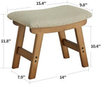 Foot Stool Ottoman Foot Rest Under Desk,Small Stool for Living Room, Bedroom and Kitchen (Brown Legs - Beige Stool Surface) - Image 2