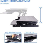 Rocelco 32" Height Adjustable Standing Desk Converter - Quick Sit Stand Up Dual Monitor Riser - Gas Spring Assist Tabletop Computer Workstation - Large Retractable Keyboard Tray - Grey (R ADRG) - Image 2