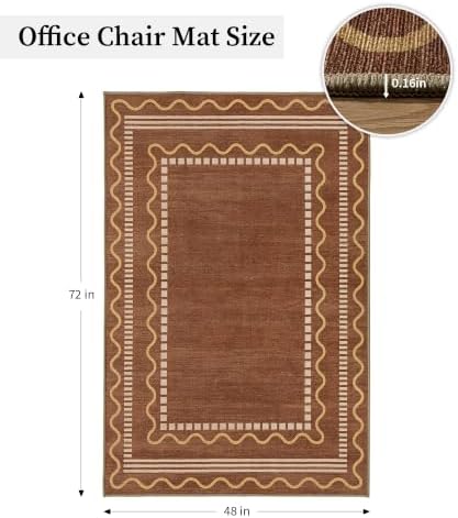 chakme Office Chair Mat for Hardwood Floor, 72"x48" (Brown Scalloped) - Image 2