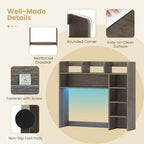 BECOMFORT Desk Hutch with LED Lights, Desk Organizer Shelf w/ 8 Storage Compartments, up to 25” Monitor, Wooden Display Rack, Desktop Bookshelf for Vanity Dressing Tabletop College Dorm Home & Office - Image 6