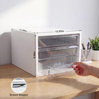 WOPITUES Wooden Desk Organizer with 3 Drawers & a Total of 5 Dividers,White - Image 3